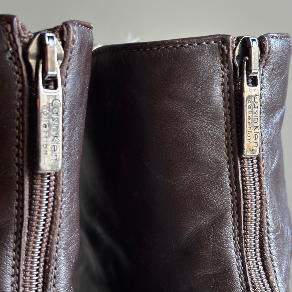 Leather Zip Ankle Boots Calvin Klein Collection Italy Men’s 8/Women’s 10 (EU 41) - Picture 4 of 8